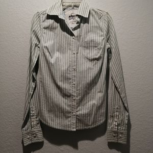 NWOT Mossimo Supply Co. Green Striped Button Up Cotton Shirt - Size XSmall